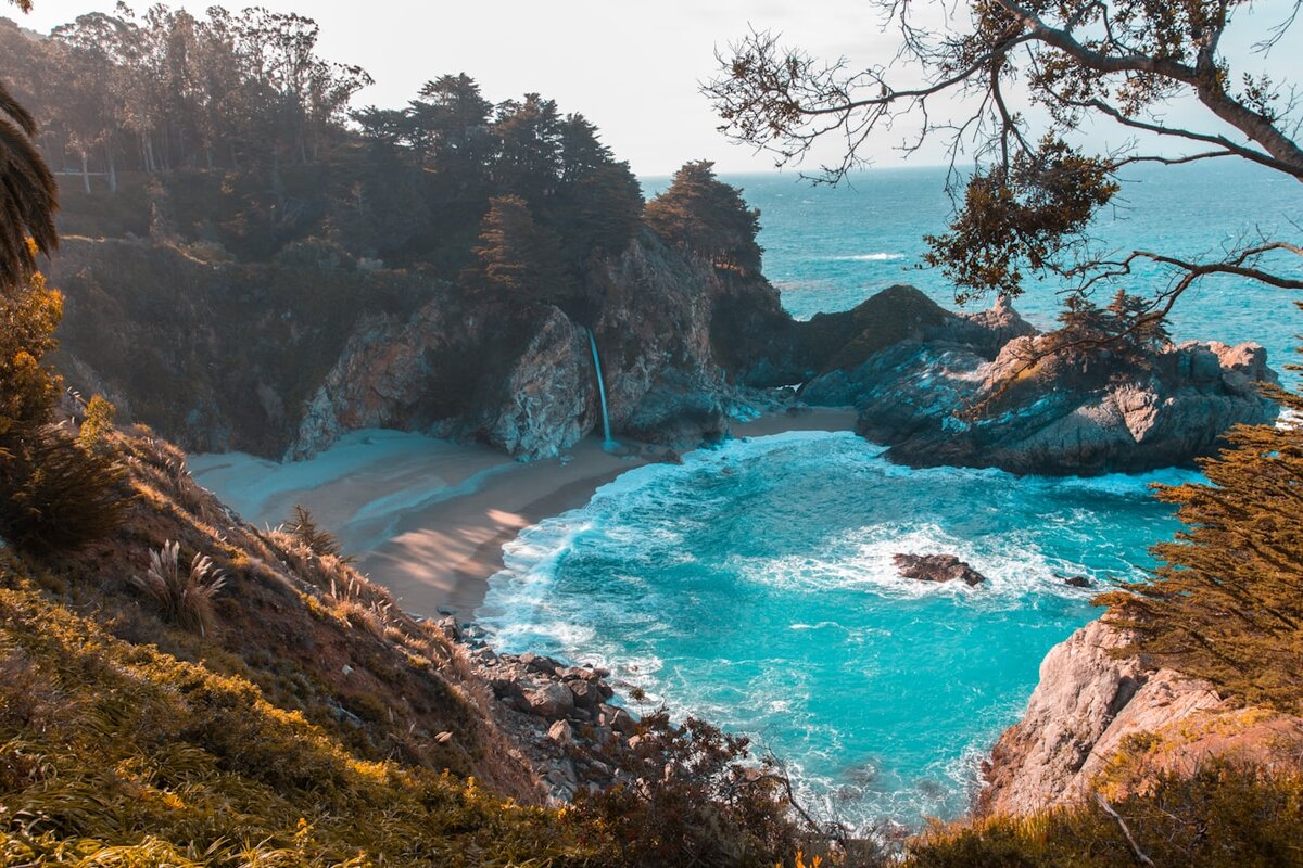 Calm tropical ocean and coastline